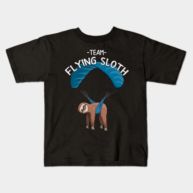 Team Flying Sloth Skydiving Paraglider Kids T-Shirt by SkizzenMonster